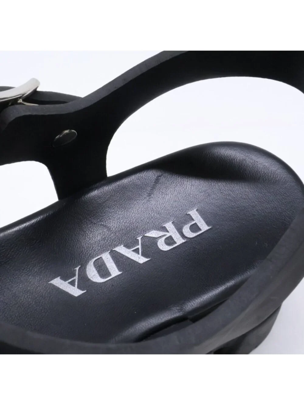 Prada Monolith Rubber Triangle Plate Sandals